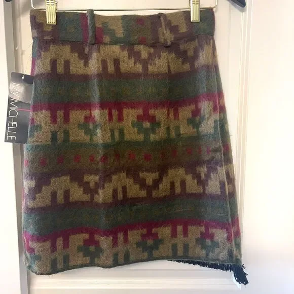 NWT Vintage My Michelle Women's Wool Cut Camel brown Rare Mini Skirt Size M/9 - Picture 3 of 6